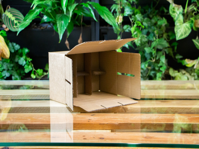 Cardboard Box with Green Background