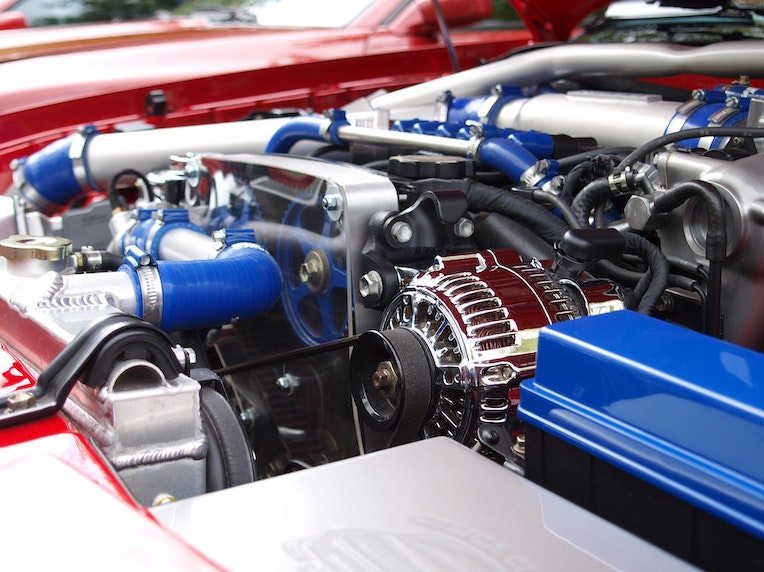 Blue car engine
