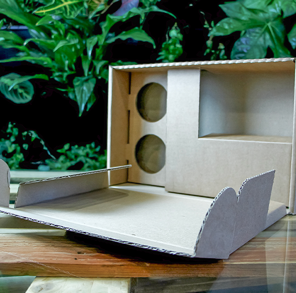 Photo of bespoke corrugated cardboard box for TechVision to house their Sound Bathe system