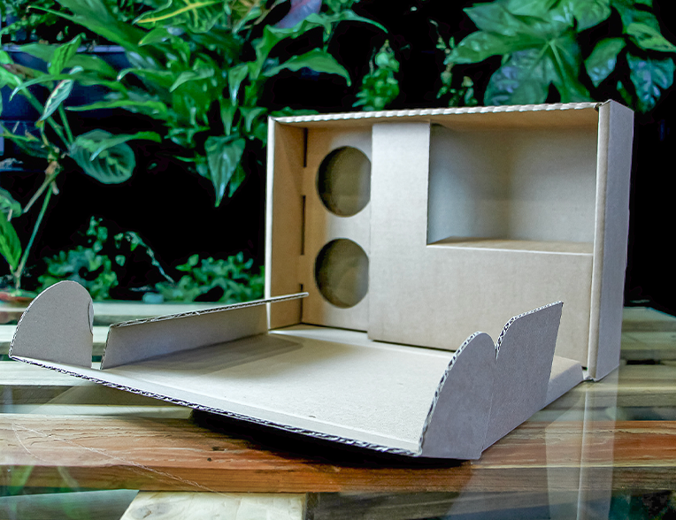 Photo of bespoke corrugated cardboard box for TechVision to house their Sound Bathe system